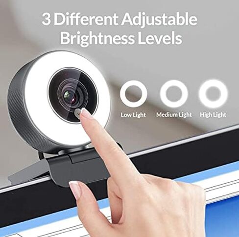 Angetube Streaming 1080P HD Webcam Built in Adjustable Ring Light and Mic. Advanced autofocus AF Web Camera for Google Meet Gamer Facebook YouTube Streamer in Saudi Arabia