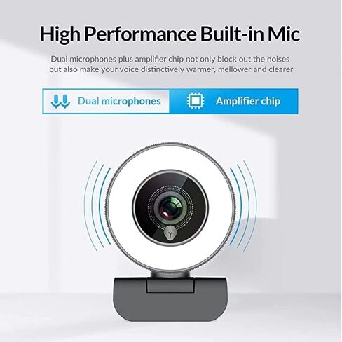 Angetube Streaming 1080P HD Webcam Built in Adjustable Ring Light and Mic. Advanced autofocus AF Web Camera for Google Meet Gamer Facebook YouTube Streamer in Saudi Arabia
