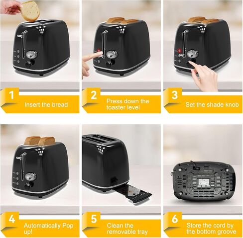Toaster 2 slice, KitchMix Retro Stainless Steel Toaster with 6 Settings, 1.5 In Extra Wide Slots, Bagel/Defrost/Cancel Function, Removable Crumb Tray (Cream) in Kuwait