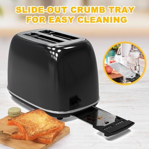 Toaster 2 slice, KitchMix Retro Stainless Steel Toaster with 6 Settings, 1.5 In Extra Wide Slots, Bagel/Defrost/Cancel Function, Removable Crumb Tray (Cream) in Kuwait