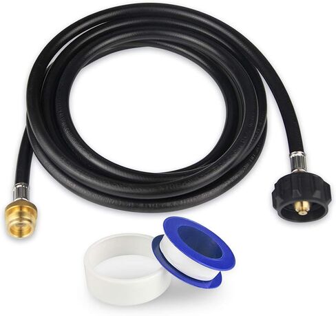 KOMAN 5FT Propane Hose Adapter 1lb to 20lb, Propane Tank Aapter,Converter for Buddy Heaters,Coleman Camping Stove,Weber Q/Blackstone Griddle Grill,1lb Propane Appliances Connect to 20lb Tank,Certified in Kuwait