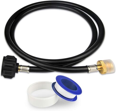 KOMAN 5FT Propane Hose Adapter 1lb to 20lb, Propane Tank Aapter,Converter for Buddy Heaters,Coleman Camping Stove,Weber Q/Blackstone Griddle Grill,1lb Propane Appliances Connect to 20lb Tank,Certified in Kuwait