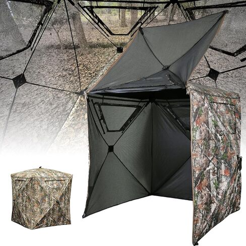 Hunting Blind, 2 Person Pop Up Blinds 360 Degree See Through, Portable Durable Hunting Ground Blinds for Deer & Turkey Hunting in Saudi Arabia