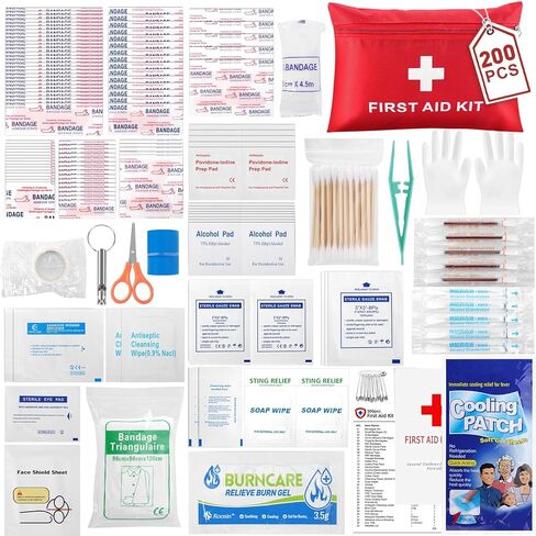 مجموعة الإسعافات الأولية الصغيرة، 200 قطعة من أدوات الإسعافات الأولية الصغيرة المقاومة للماء للسفر، مجموعة الإسعافات الأولية نظيفة وعلاج وحماية معظم الإصابات، مجموعة الإسعافات الأولية للمنزل والتخييم والمشي لمسافات طويلة ومستلزمات الإنقاذ في حالات الطوارئ in Kuwait
