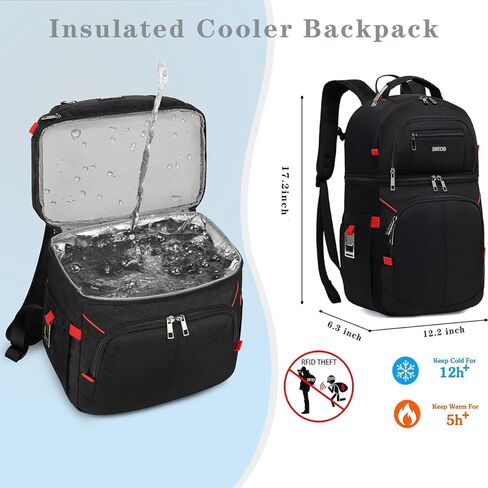 Insulated Cooler Backpack,Double Deck Leakproof Cooler Bag,Insulated Backpack Cooler Lunch Backpack for Men Women in Kuwait