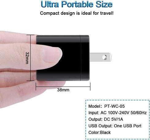 مكعب شاحن حائط، 1 أمبير/5 فولت، قابس USB بمنفذ واحد 3 عبوات للسفر أسود، صندوق شحن متوافق مع الهاتف، سامسونج جالاكسي S24 S23 A21 A51 A71 S20 S10 S9 S8، A10e، Note20/10، Moto G7 G6، LG Stylo 6/5/ 4 in Kuwait