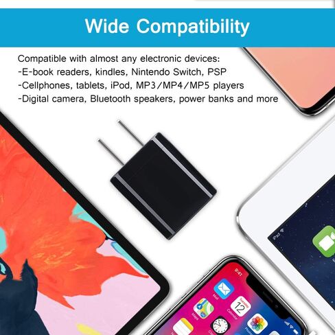 مكعب شاحن حائط، 1 أمبير/5 فولت، قابس USB بمنفذ واحد 3 عبوات للسفر أسود، صندوق شحن متوافق مع الهاتف، سامسونج جالاكسي S24 S23 A21 A51 A71 S20 S10 S9 S8، A10e، Note20/10، Moto G7 G6، LG Stylo 6/5/ 4 in Kuwait