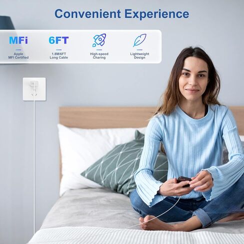 iPhone Charger Fast Charging Block,[MFi Certified] Wall Charger Plug and 6ft USB C to Lightning Cable Cord, Type C Power Adapter Cube Brick Box for iPhone 14 Pro Max/14/13 Pro/12 Mini/12/11/iPad in Saudi Arabia