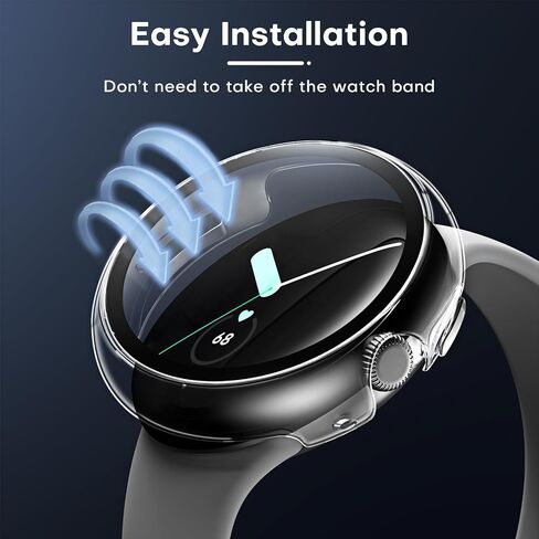 TAURI 2 Pack Hard Case for Pixel Watch 3 (2024)/Pixel Watch Series 2 1 41mm with 9H Tempered Glass Screen Protector, [Touch Sensitive] [Full Coverage] Slim Protective Cover for Pixel Watch 3, Clear in Saudi Arabia