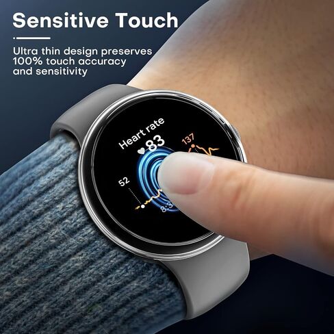 TAURI 2 Pack Hard Case for Pixel Watch 3 (2024)/Pixel Watch Series 2 1 41mm with 9H Tempered Glass Screen Protector, [Touch Sensitive] [Full Coverage] Slim Protective Cover for Pixel Watch 3, Clear in Saudi Arabia