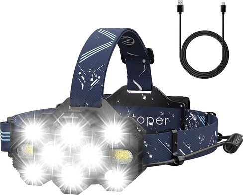 Victoper Headlamp Rechargeable, 22000 Lumen Bright 10 LEDs Head Lamp, 8+2 Modes Head Light with Red Light for Adult, Waterproof Head Flashlight for Outdoor Running, Hunting, Camping, Hiking in Saudi Arabia