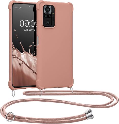 حافظة كروس kwmobile متوافقة مع حافظة Xiaomi Redmi Note 10 Pro - غطاء سيليكون TPU مع حزام - أم اللؤلؤ in Saudi Arabia
