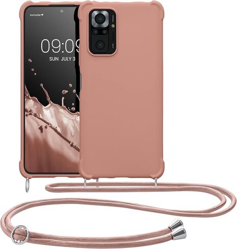 حافظة كروس kwmobile متوافقة مع حافظة Xiaomi Redmi Note 10 Pro - غطاء سيليكون TPU مع حزام - أم اللؤلؤ in Saudi Arabia