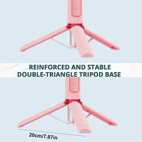 Selfie Stick Tripod, Foldable Cellphone Tripod with Remote, Travel Tripod for iPhone Series Android, Video Recording - Pink in Saudi Arabia