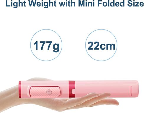 Selfie Stick Tripod, Foldable Cellphone Tripod with Remote, Travel Tripod for iPhone Series Android, Video Recording - Pink in Saudi Arabia