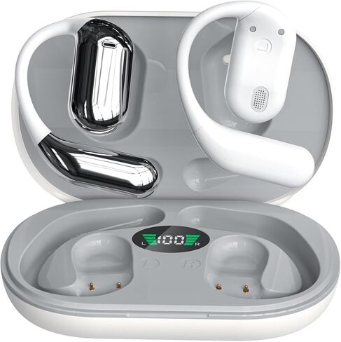 سماعات أذن لاسلكية سماعات أذن بلوتوث مدمجة مع ميكروفون مع خطاف للأذن، وقت تشغيل 50 ساعة، سماعات أذن مزودة بشاشة LED، حافظة شحن، تصميم مقاوم للماء لتشغيل اللياقة البدنية in Kuwait