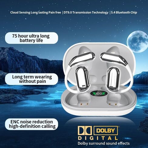 سماعات أذن لاسلكية سماعات أذن بلوتوث مدمجة مع ميكروفون مع خطاف للأذن، وقت تشغيل 50 ساعة، سماعات أذن مزودة بشاشة LED، حافظة شحن، تصميم مقاوم للماء لتشغيل اللياقة البدنية in Kuwait