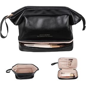 Abiudeng Large Makeup Bag,Waterproof Cosmetic Bag,Make up Travel Bag Essentials,Cute Travel Toiletry Bag for Women Makeup Bag Organizer with Bottom Pouch,Travel Size Toiletries Bag for Women
