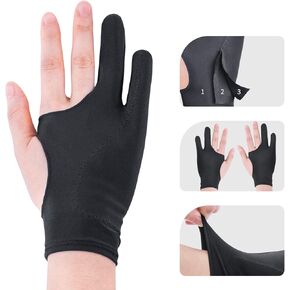 Artist Drawing Glove for Women [2 Pack Pink] 3-Layer Palm Rejection Right/Left Hand Digital Graphic Tablet iPad Art Gloves Two Finger Smooth Elasticity Breathable for Sketching Painting