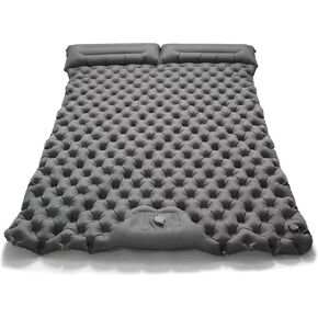 Double Sleeping Pad Extra Thick,Self Inflating Camping Mattress 2 Person with Pillow Built-in Foot Pump Reinforced Support Structure Inflatable Sleeping Mat Portable for Home Tent Backpacking Hiking