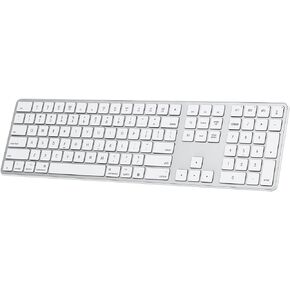 OMOTON Bluetooth Keyboard for Mac, Wireless Keyboard with Numeric Keypad, Multi-Device, Rechargeable, Compatible with MacBook Pro/Air, iMac, iMac Pro, Mac Mini, Mac Pro Laptop and PC (Silver)