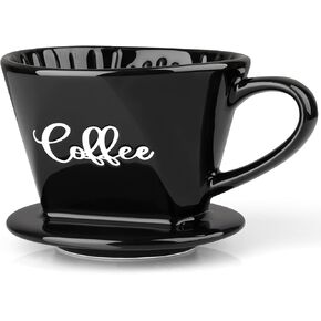 Pour Over Coffee Maker, Ceramic Pour Over Coffee Dripper, Manual Brew Maker, Black Kitchen Decor and Accessories, Single Cup Porcelain Slow Brewing Accessories for Cafe Coffee Bar