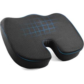 Seat Cushion, Memory Foam Seat Cushion for Office Chairs, Car Seats, Wheelchairs, Airplanes,Office Chair Seat Cushion for Sedentary Commuters and Car Drivers (Black Mesh)