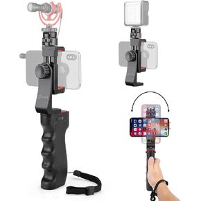 Zeadio Smartphone Stabilizer, Vlogging Hand Grip Video Holder Rig Handle Travel Selfie Stick with Clamp Mount for All iPhone and Android Mobile Cell Phone