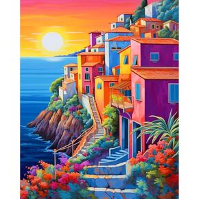 ajepon Paint by Numbers Kit-Landscape Paint by Numbers for Adults,Scenery Painting Paint by Number on Canvas Without Frame Acrylic Oil Painting for Gift Home Wall Decor 16x20inch