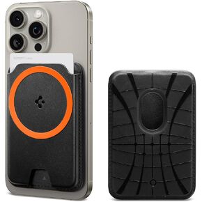 Spigen Valentinus (MagFit+) Magnetic Wallet Card Holder 3-Cards Designed for MagSafe Compatible with iPhone 16, iPhone 15, iPhone 14, iPhone 13, iPhone 12 Models, MagSafe Accessories - Black
