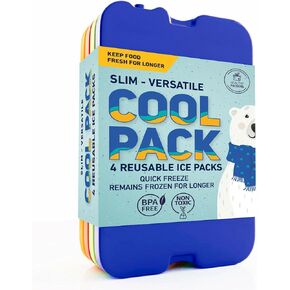 Healthy Packers Ice Pack for Lunch Box - Freezer Packs - Original Cool Pack | Slim & Long-Lasting Reusable Ice Packs for Lunch Bags and Cooler Bag