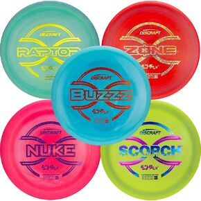 Discraft ESP FLX Winter Overstable Five Pack - Cold Weather Starter Set | Perfect for Men, Women, & Kids | Including Zone, Buzzz, Scorch, Nuke, Raptor