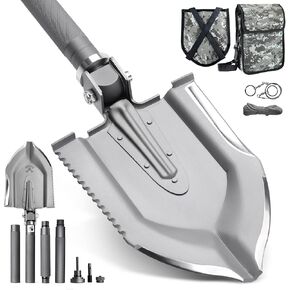 Zune Lotoo Camping Shovel Folding Multitool 18 in 1 Tactical Shovel Survival kit High-Carbon Steel Compact Spade Collapsible A-F1 for Lightweight Hiking Shovel Survivalist and Emergency with Bag