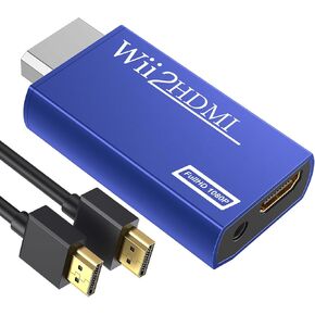 GANA Wii to HDMI Converter Adapter with Hdmi Cable Connect Wii Console to HDMI Display in 1080p Output Video with 3.5mm Audio Supports All Wii Display Modes Blue