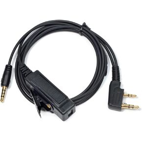Universal 2-Pin K1 to 3.5mm Audio Adapter with PTT(Push to Talk) Compatible with BaoFeng UV5R 888S, Kenwood Radios & 3.5mm Audio Input Interface Headsets with Built-in Mics