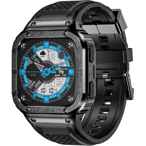 MioHHR Stainless Steel Case and Band Compatible with Fitbit Versa 4/3/2/Lite/Sense/Sense 2 Bands with Metal Case, Rugged Sports Protector Cover Silicone Wristbands for Men, Black