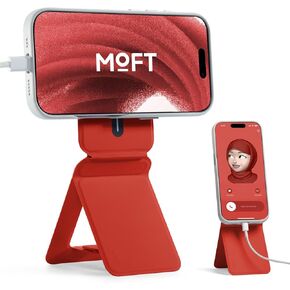 MOFT Phone Stand, Magnetic Phone Tripod Stand Stain-Resistant MOVAS Leather & Angle Adjustment & Strong Magnets Tripod for iPhone 16/15/14/13/12 (Included Metal Ring)-Jet Black