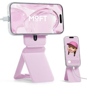 MOFT Phone Stand, Magnetic Phone Tripod Stand Stain-Resistant MOVAS Leather & Angle Adjustment & Strong Magnets Tripod for iPhone 16/15/14/13/12 (Included Metal Ring)-Jet Black