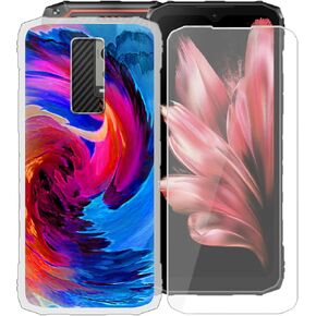for Doogee Blade 10 Case + Tempered Glass Screen Protector, Clear Soft Silicone TPU Bumper Shell, Ultra-Thin Anti-Fall Back Cover for Doogee Blade 10 (6.56") - Crystal