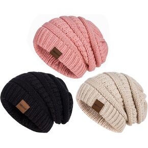Womens Beanies for Winter 3 Pack, Slouchy Beanies for Women Oversized Knit Warm, Winter Hats for Women Thick for Cold Weather