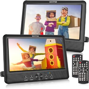 Portable DVD Player for Car, WONNIE 10.5" Two DVD Players Dual Screen Twins CD Player