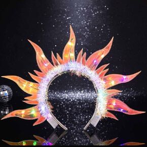 Zoestar Light Up Flame Headband Glowing Fire Hair Bands Sparkly Rave Costume Nightclub Hair Accessory for Women in Kuwait