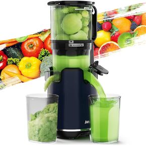 Aeitto Juicer Machines, Cold Press Juicer with 5.3" Wide Mouth, 250W Whole Fruit Juicer, Easy to Clean, 1.7L Large Capacity Masticating Juicer for Vegetable and Fruit, High Juice Yield, Black