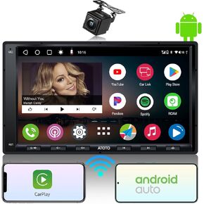 ATOTO A6PF Double-DIN Android Car Stereo, 7inch in-Dash Navigation Car Radio, Wireless CarPlay, Wireless Android Auto, GPS Tracking, Dual Bluetooth, 2G+32GB, HD LRV, Backup Camera, Mic, A6G2A7PF-S01