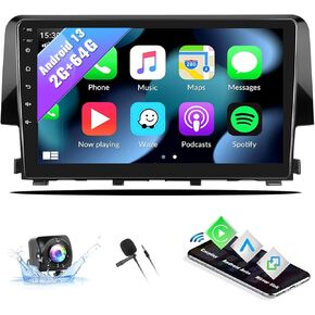 Android 13 Car Stereo Radio for Honda Civic 2016 2017 2018 2019 2020 with Wireless CarPlay Android Auto Mirror Link 2G+64G with Bluetooth FM GPS Navigation WiFi HiFi SWC
