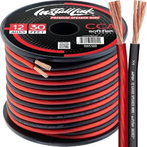 Install Link 12 AWG Gauge Speaker Wire Cable (30 Feet) Stereo, Car or Home Theater, CCA