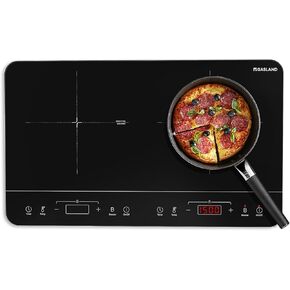 GASLAND Portable Induction Cooktop 2 Burners, 1800W Double Induction Cooktop with 10 Temperature 7 Power Settings, Dual Induction Cooker with Sensor Touch Control, Child Safety Lock & Timer