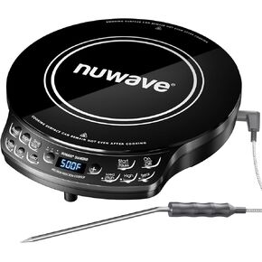 Nuwave Precision Induction Cooktop Diamond w/Probe, 1400 Watts, Precise Temp Control, 6.5" Heating Coil, Shatterproof Ceramic Glass, 50°F to 500°F, 3 Wattage Settings, Ideal for RV, Small Apt, Dorm