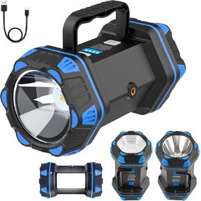 Led Camping Lantern Rechargeable, Camping Flashlight 1500LM, 8 Light Modes, Camping Lights 4800 Capacity, Portable Bright Flash Light for Emergencies, Power Outages, Hurricane, (Blue 2Pack)