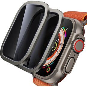 WSKEN for Apple Watch Ultra 2/Ultra Screen Protector 49mm, [28 Degree Privacy] Titanium Alloy Frame + 9H Tempered Glass, [Touch Sensitive] Lightweight Protective Glass Film for iwatch Ultra 2
